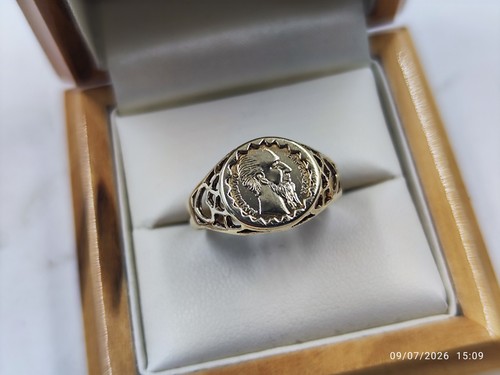 9ct gold coin ring - 9ct, s1/2