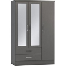 3 Door Mirrored with 2 Drawers Wardrobe Ready Assembled