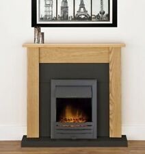 ELECTRIC FIRE OAK FIREPLACE SURROUND BLACK HEARTH BLACK LED REMOTE CONTROL BNIB