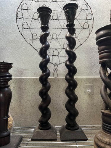 Antique pair oak barley - antique,