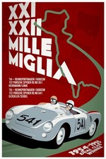 1950s Mille Miglia Porsche 550 Spyder Vintage Racing Artwork HQ Digital Poster 