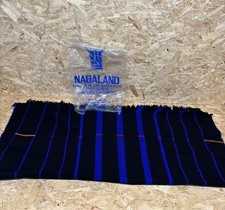 Vintage 1930's Nagaland India Tribal Hand Woven Blanket Black Blue Red Yellow