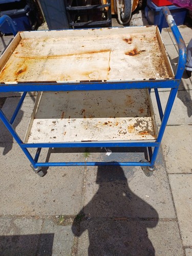 Utility blue metal trolley - metal,