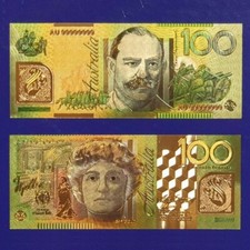 Australia 100 Dollars Gold Plated Australian Banknote New Generation 2020 