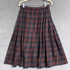 Vintage Pendleton Skirt 12 Red Green Tartan Plaid Pleated Midi Holiday Christmas