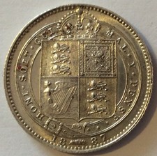 1887 Queen Victoria Silver Jubilee Head Shilling Coin