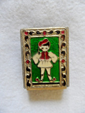 Vintage Cloisonne Enamel & Brass Match Box Cover. Boy In Greek National Dress.