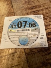 Old Tax Disc July 2006