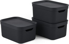 Storage Box with Lid 5/10/16L Rotho Jive Dekobox Plastic Container Box- Set of 3