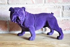 British Bulldog Purple Velvety Ornament Figure Statue Collectable Shelf Display