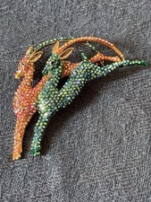 Butler & Wilson Deer Brooch, Gemstones Sparkly Lapel Hat Pin New