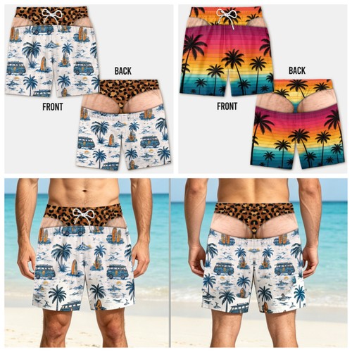 Funny swim trunks fake - swim, butt
