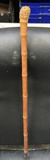 Japanese Hand Carved Bamboo Walking Stick Engraved 29.5in