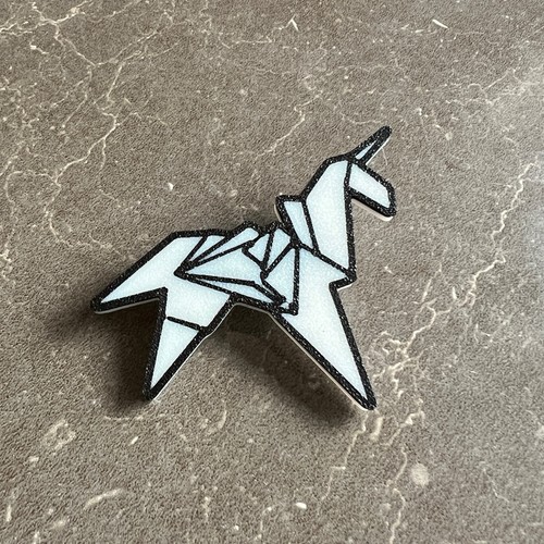 Origami unicorn pin badge - origami,