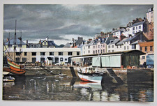 Stunning ORIGINAL Richard Ward Gouache Watercolour Brixham Harbour Golden Hind