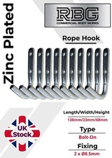 10x Large Rope Hooks Heavy Duty Zinc Plated Trailers Trucks Tippers Bolt On