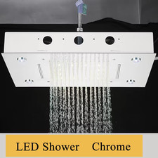 Remote Controlled LED Shower Faucet Ceiling Mount Rainfall Waterfall Head Shower