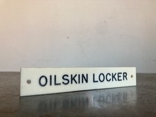 Vintage Reclaimed Original OILSKIN LOCKER Ship Boat Door Room Sign Salvage