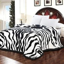 Zebra Skin Design Super Soft Warm Faux Fur Animal Skins Blanket Sofa Bed Throw