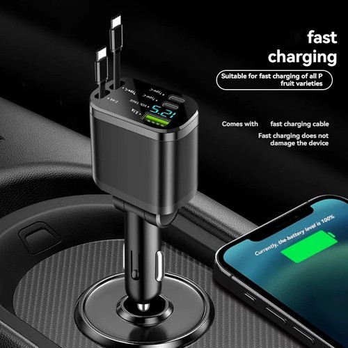 Retractable car charger - 5-in-1,