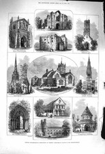 Old Antique Print 1878 Wisbech