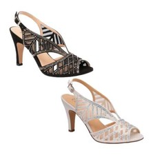Lotus Diamante Sandals Sling Back Peep Toe Dress Occasion Wedding Shoe Natalia