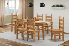 Corona Dining Table and 6 Chairs Set  6'0" Mexican Pine by Mercers Furniture® 