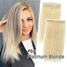 Invisible Clip In 100% Real Remy Human Hair Extensions Short Hair Pad Thick UK