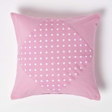 Pink White Diamond Polka Dot Patchwork Cushion Cover 45x45cm 100% Cotton