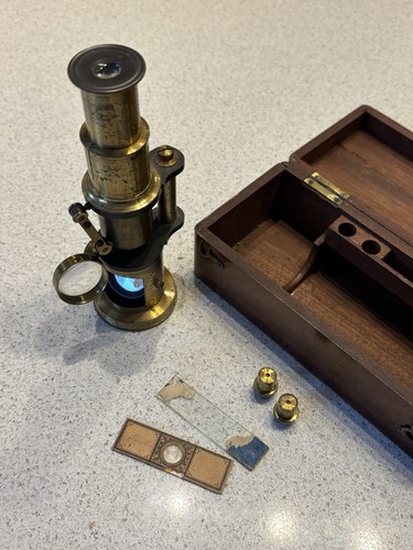Antique brass field microscope - field,