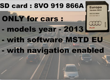 Audi A3 RS3 MSTD_EU_AU Navigation SD Card  2013 Maps 8V0919866A