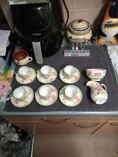 6x Antique Aynsley Coffee Cans & Saucers & Cream & Sugar 2 Cups A/F