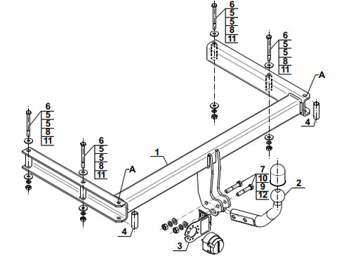 Swan neck tow bar - audi, a4