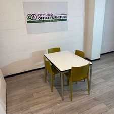 HOWE light grey 4 Person Mobile Meeting Table, Chrome Folding Frame, 1200mm