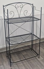 Black Metal Folding Frame Bakers Rack Bookshelf Kitchen Living Room Shelves Home