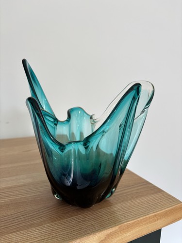 Teal freeform art glass - teal,