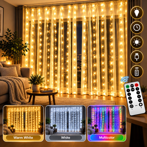 300 led curtain lights - 300,