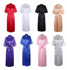 Women Sexy Long Silk Kimono Dressing Gown Bath Robe Babydoll Lingerie Nightdress