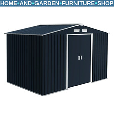 Garden Shed Galvanised Metal 9 x 6 ft Storage Shed Foundation Kit Sliding Door