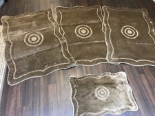 ROMANY WASHABLE GYPSY MATS 4PC SET NON SLIP THICK TARGET DESIGN DARK BEIGE RUGS