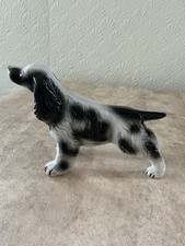 Vintage English Springer Spaniel Ceramic  Dog Figurine Black & White