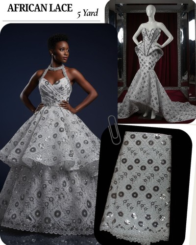 African cord lace fabric - , 5