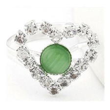 Green Diamond Heart Ring Finger Adjustable Ring Accessory Ring for girls women l