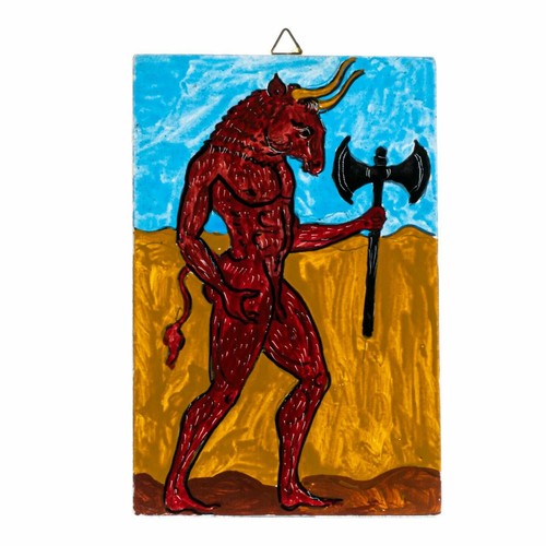 Minotaur bull wall painting - minotaur,