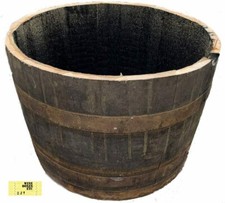 Genuine Large Half Oak Wine Barrel Planter Flower Tree Veg Pots Garden Wooden!