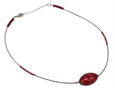 Handmade Sterling Silve Red Murano Glass Necklace Firefrost Designs Cumbria UK