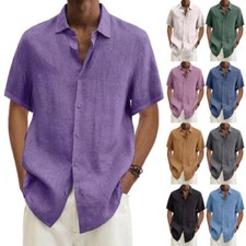 Mens Short Sleeve Linen Shirt