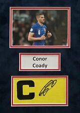 Conor Coady Signed Captains Armband A4 Mounted Photo Display England