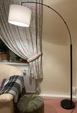 Angus Floor Lamp by John Lewis Marble Base Fabric Shade Black Finish  Ex-Display