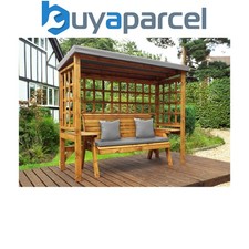 Charles Taylor Wooden Wentworth Garden Arbour & 3 Seater Bench Grey Cushions